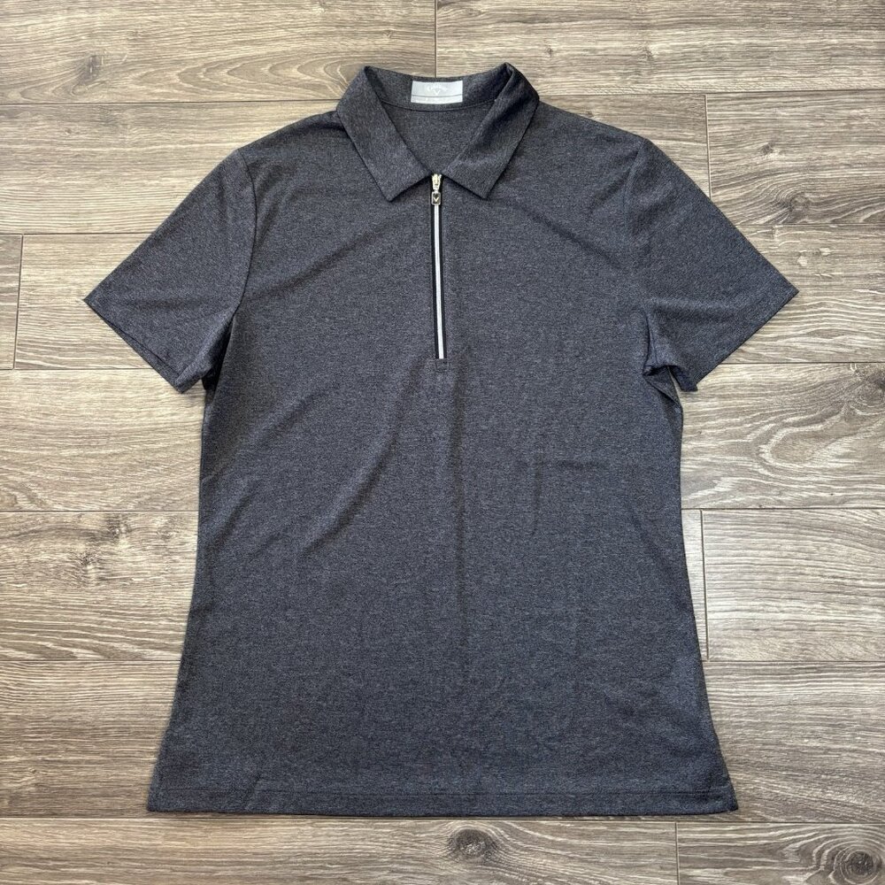 Callaway Women’s 1/4 Zip Heather Polo Short Sleeve Gray Size S Opti Dri Outdoor